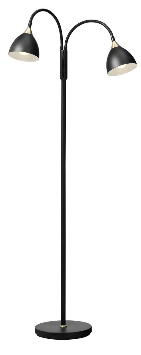 Läza Sort gulvlampe Fra Cottex - Med tv&aring; Bevægelige arme og separate strømafbrydere til hver lampe gør den perfekt til klasseværelset eller som generel belysning i rummet.