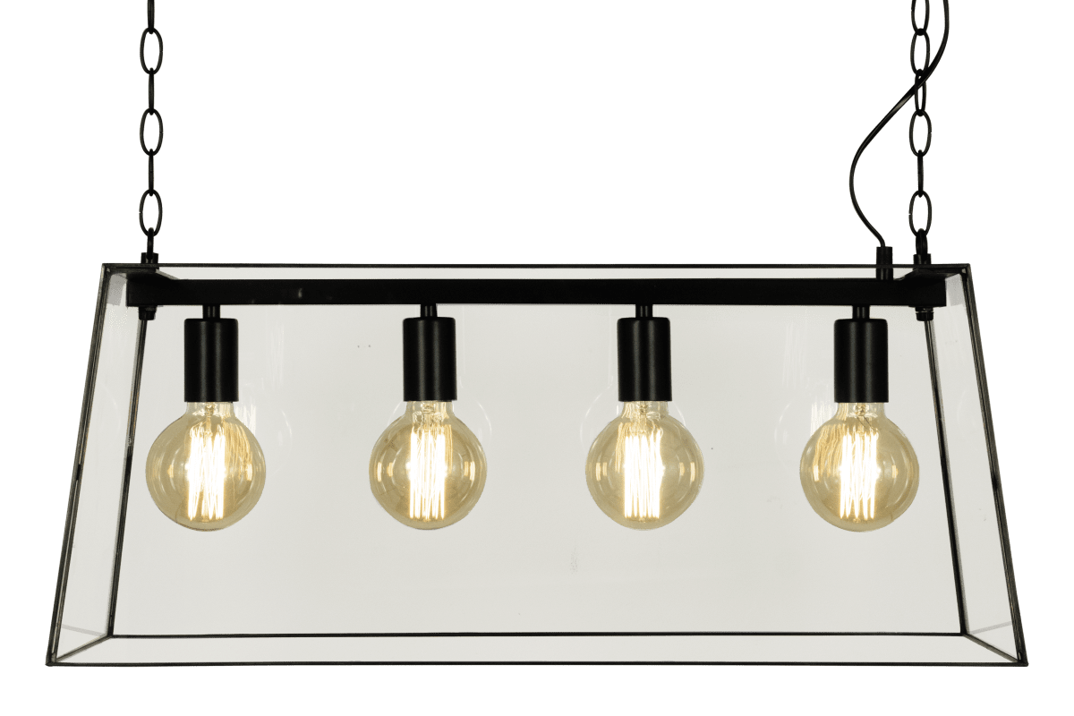 Diplomat 72cm Sort loftslampe Fra Aneta Lighting - Diplomat loftlampen har et klassisk design i sortlakeret metal og klart glas.