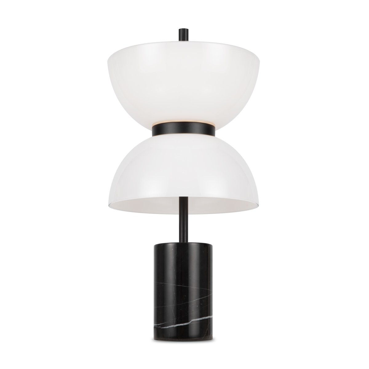 Kyoto 46cm Sort bordlampe Fra Maytoni - Lampen har et elegant design med en skinnende hvid glaskrop og en marmorfod, der minder om silhuetterne fra byens gamle pagoder og paladser.