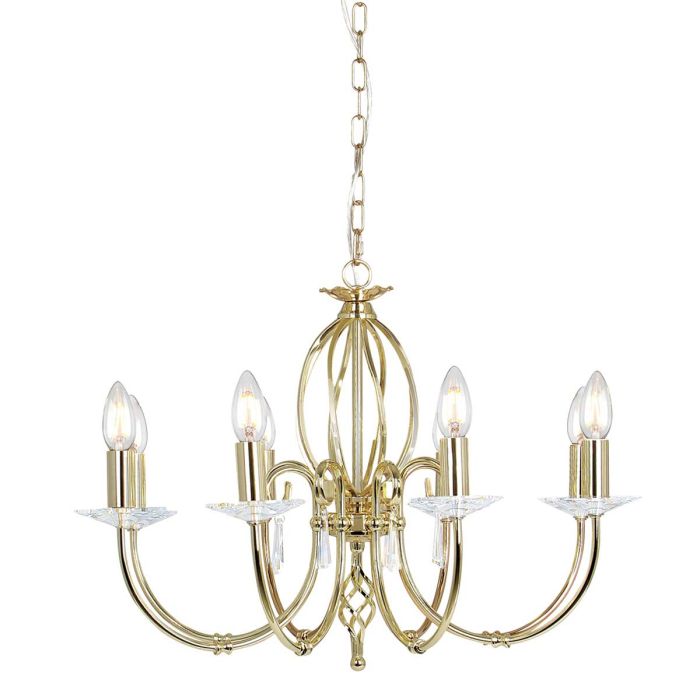 Aegean Ø65 Poleret messing loftslampe Fra Elstead Lighting - Aegean er en elegant og dekorativ lysekrone, der kombinerer h&aring;ndsmedede metaldetaljer med funklende prismer i slebet K9-krystal.