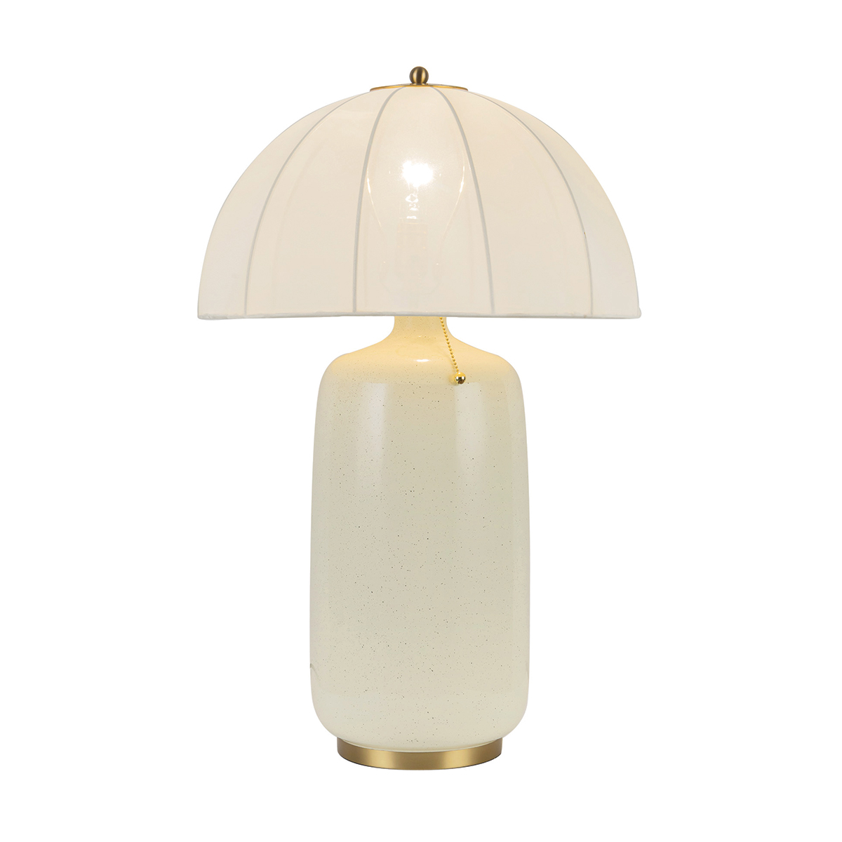 Crosby 70cm Cremet hvid bordlampe Fra Elstead Lighting - Designet er inspireret af klassiske parasoller og suppleres af en hv&aelig;lvet lampesk&aelig;rm i tyndt, let stof.