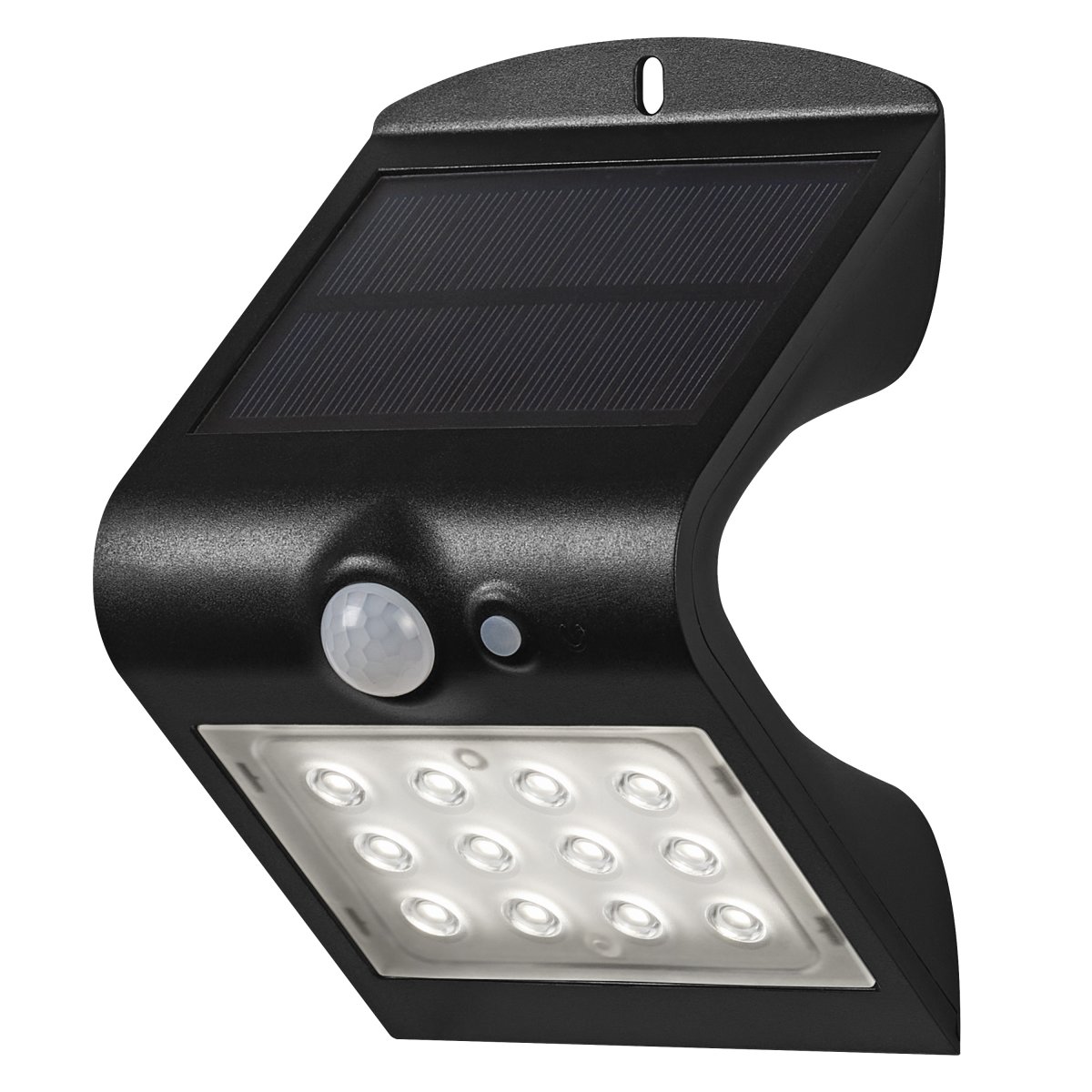 Butterfly 1,5W Sort solcellelampe Fra Osram - Den indbyggede PIR-bev&aelig;gelsessensor og dagslyssensor t&aelig;nder automatisk lampen, n&aring;r der er bev&aelig;gelse i m&oslash;rket, hvilket giver b&aring;de sikkerhed og energieffektivitet.