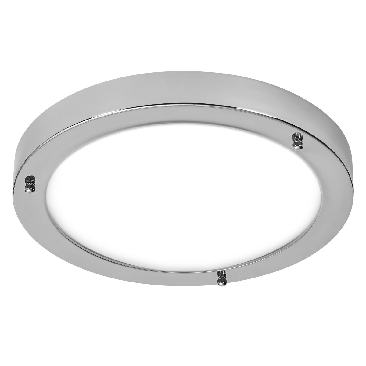 Classic Round Ø30 Chrom badeværelseslampe Fra Ledvance - Sk&auml;rmen i frostat glas ger ett fint och bl&auml;ndfritt ljus i rummet.