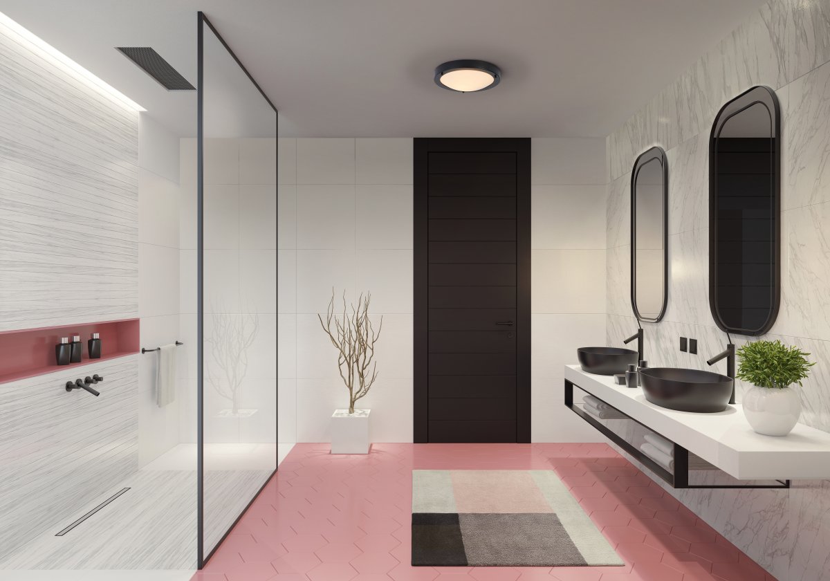 Classic Round Ø30 Sort badeværelseslampe Fra Ledvance - Sk&auml;rmen i frostat glas ger ett fint och bl&auml;ndfritt ljus i rummet.