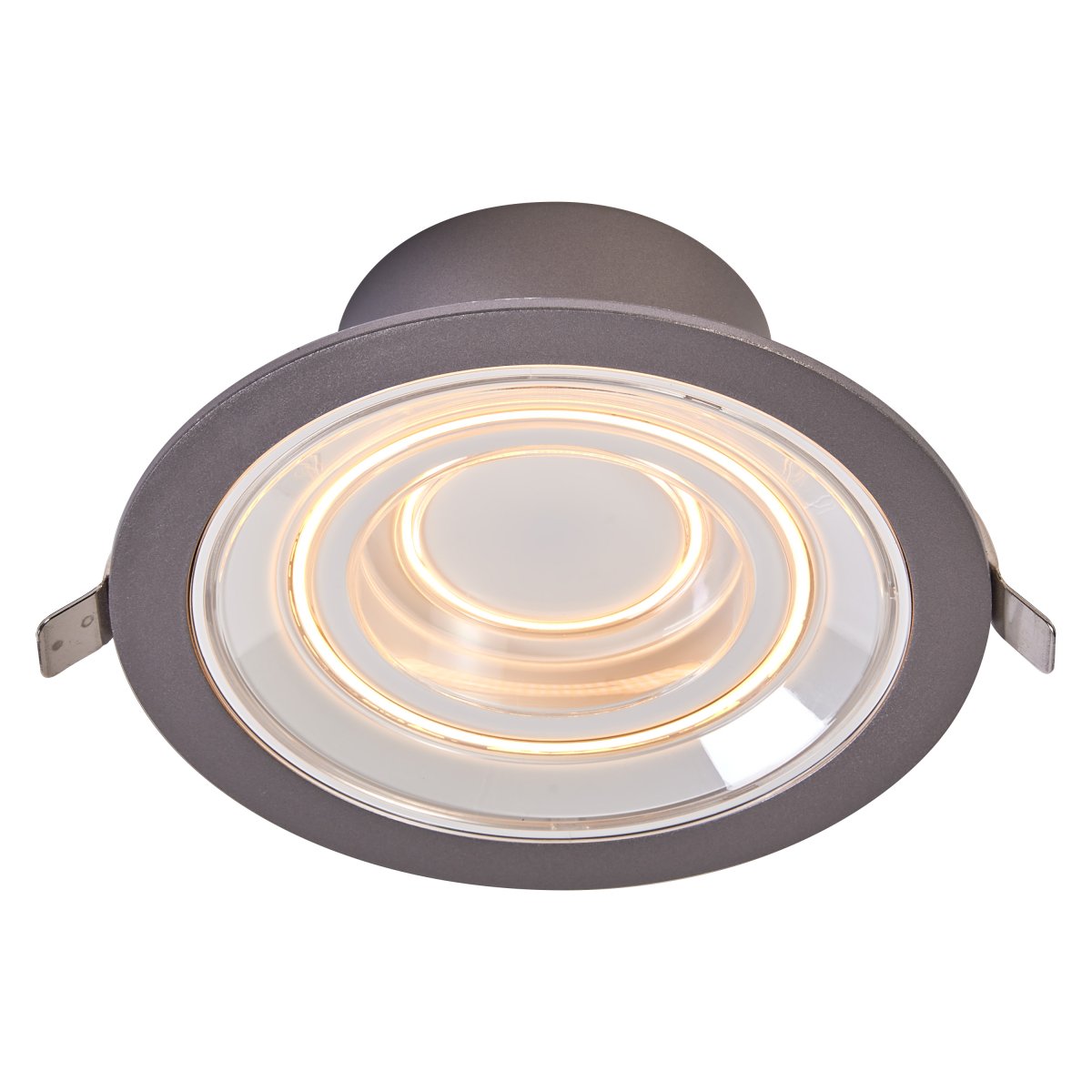 Decor Filament Echo 7W Aluminium Fra Ledvance - Spotlyset har tv&aring; forskellige lyspunkter, en lille cirkel i midten og en st&oslash;rre ydre cirkel.