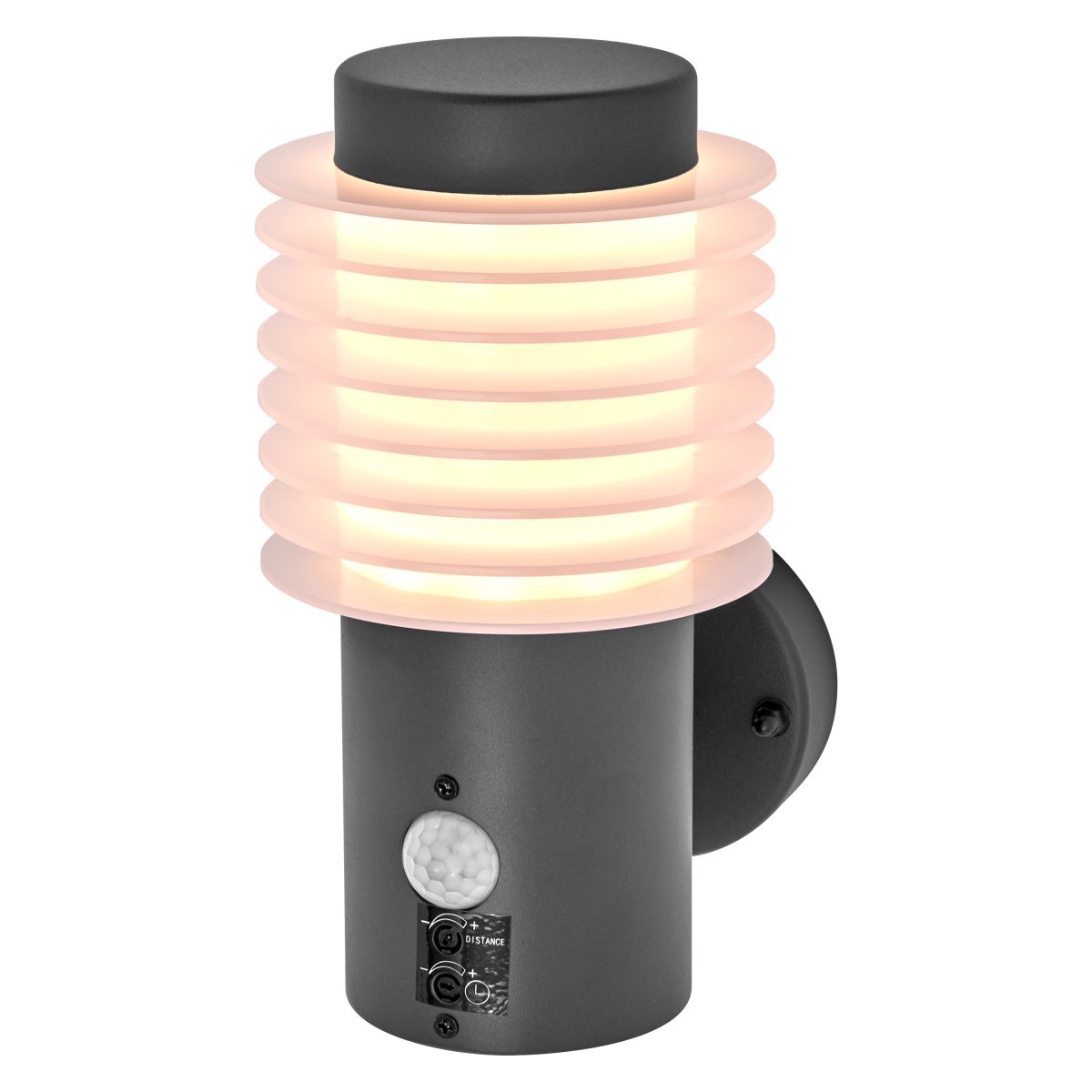 Rondo Sensor Mørkegrå udendørslampe Fra Ledvance - Med sin stilrena design och effektiva funktionalitet &auml;r denna armatur det perfekta valet f&ouml;r att b&aring;de belysa och s&auml;kerst&auml;lla ditt utomhusomr&aring;de.