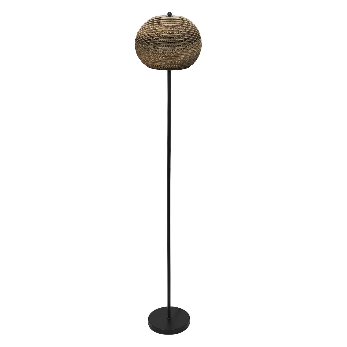 Cardboard Ball Brun gulvlampe Fra Ledvance - Sk&aelig;rmen lavet af flere lag pap skaber et smukt lysspil i rummet, n&aring;r det er oplyst og bidrager til en varm og naturlig atmosf&aelig;re.