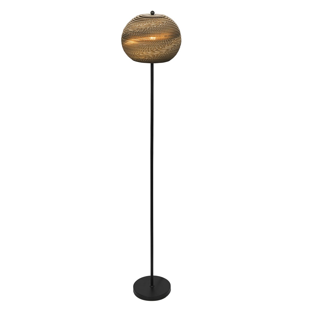 Cardboard Ball Brun gulvlampe Fra Ledvance - Sk&aelig;rmen lavet af flere lag pap skaber et smukt lysspil i rummet, n&aring;r det er oplyst og bidrager til en varm og naturlig atmosf&aelig;re.