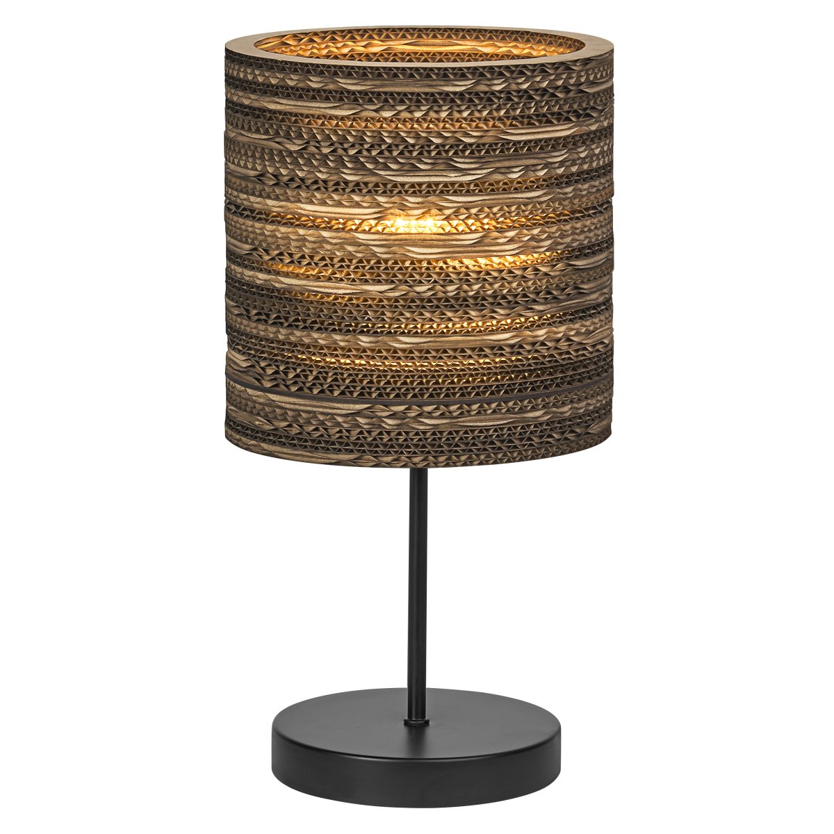 Cardboard Cylinder 38cm Brun bordlampe Fra Ledvance - Sk&aelig;rmen lavet af flere lag pap skaber et smukt lysspil i rummet, n&aring;r det er oplyst og bidrager til en varm og naturlig atmosf&aelig;re.