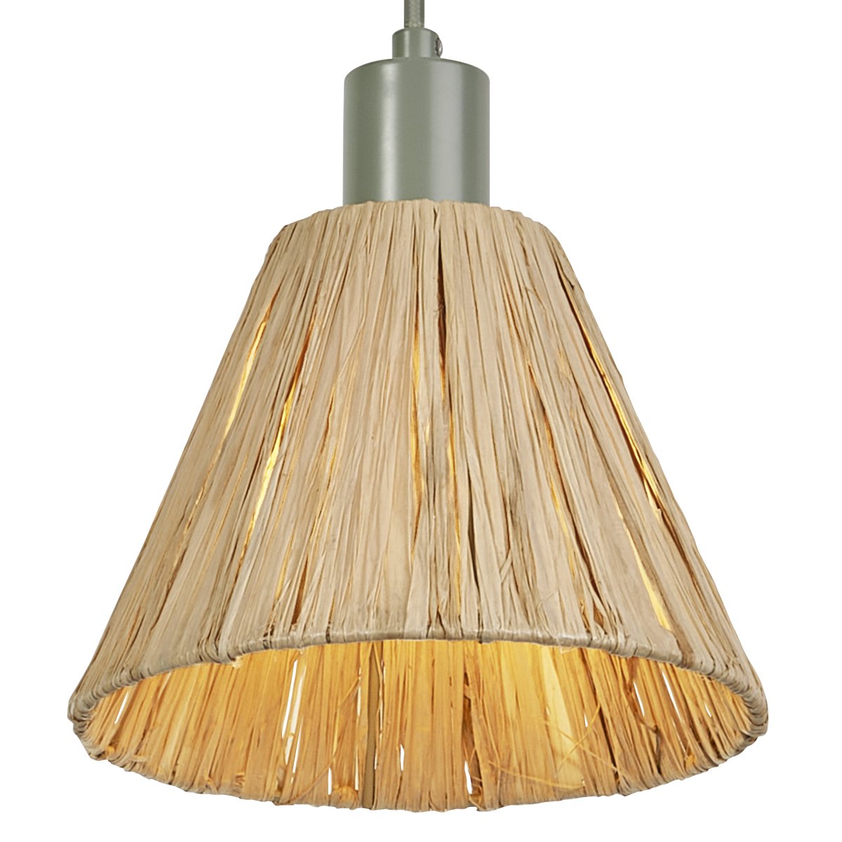 Raffia Ø20 Natur loftslampe Fra Ledvance - Sk&aelig;rmen lavet af raffia palmer i kombination med det gr&oslash;nne metal bidrager med en varm og naturlig atmosf&aelig;re til rummet.