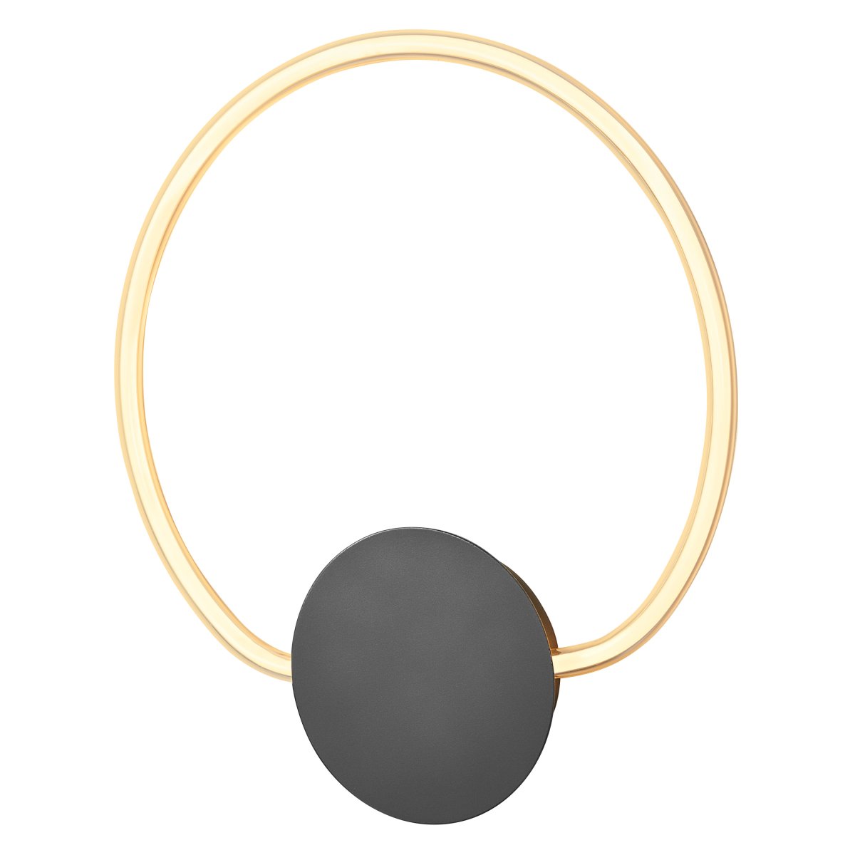 Aura Ø37 Sort væglampe Fra Ledvance - Lampan har tv&aring; olika belysningspunkter med integrerad LED, en bakom v&auml;ggplattan och cirkeln.