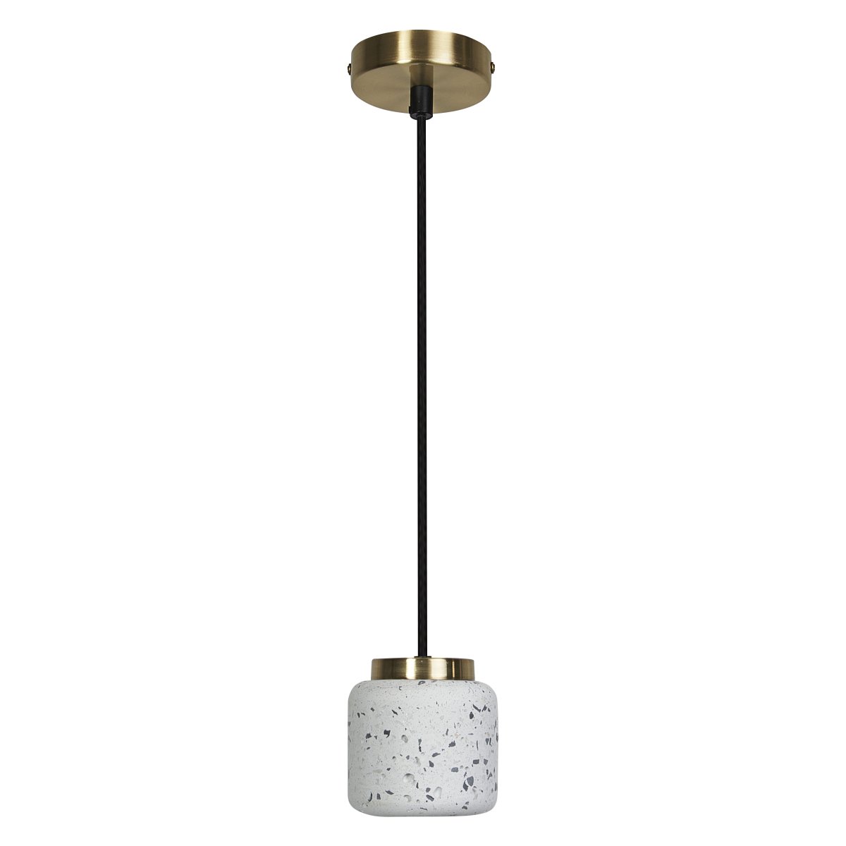 Terrazzo Ball Ø10 Hvid loftslampe Fra Ledvance - Detaljerna i m&auml;ssing bidrar med en elegans till rummet.