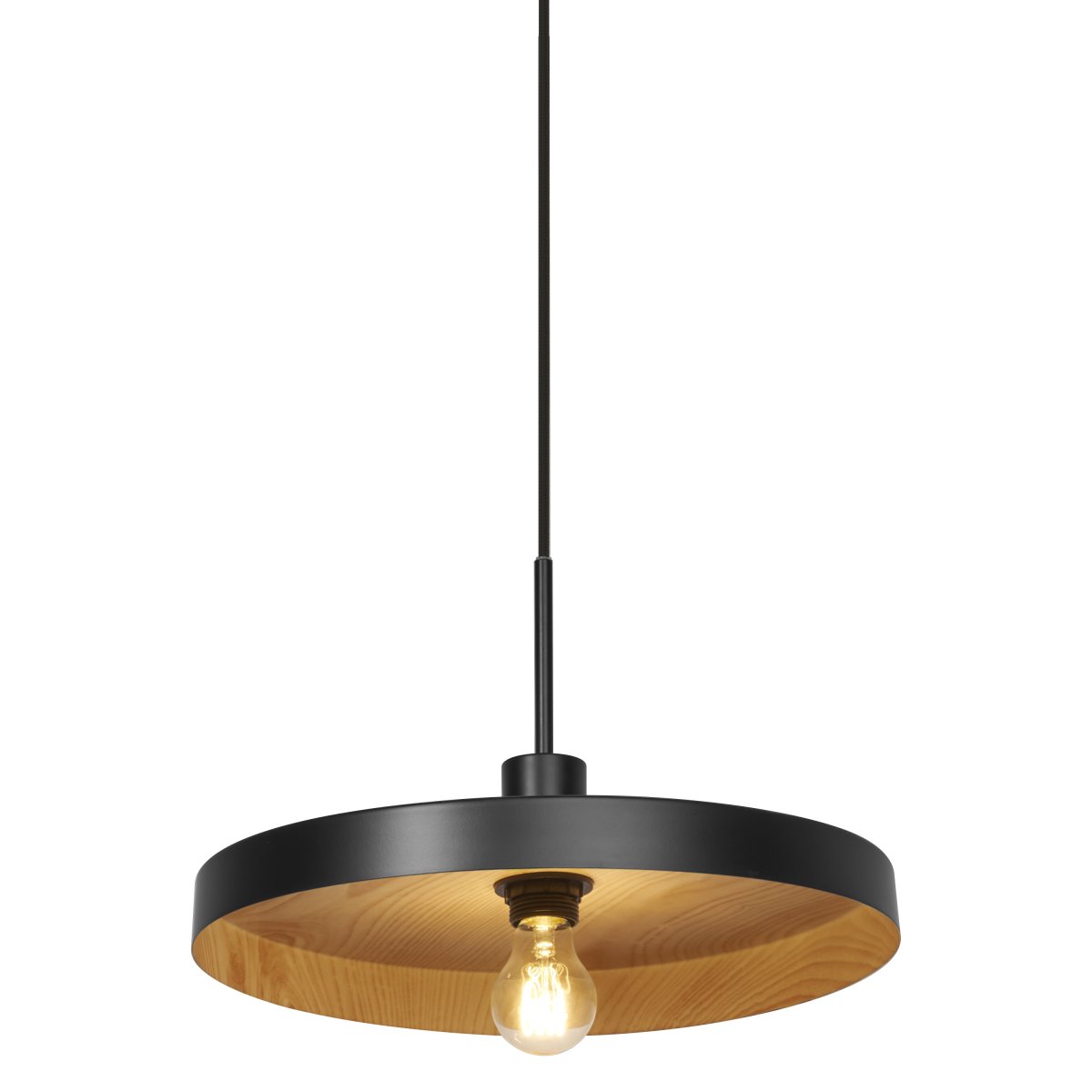 Plate Wood Ø40 Sort loftslampe Fra Osram - som giver et dejligt og varmt lysspredning i rummet.