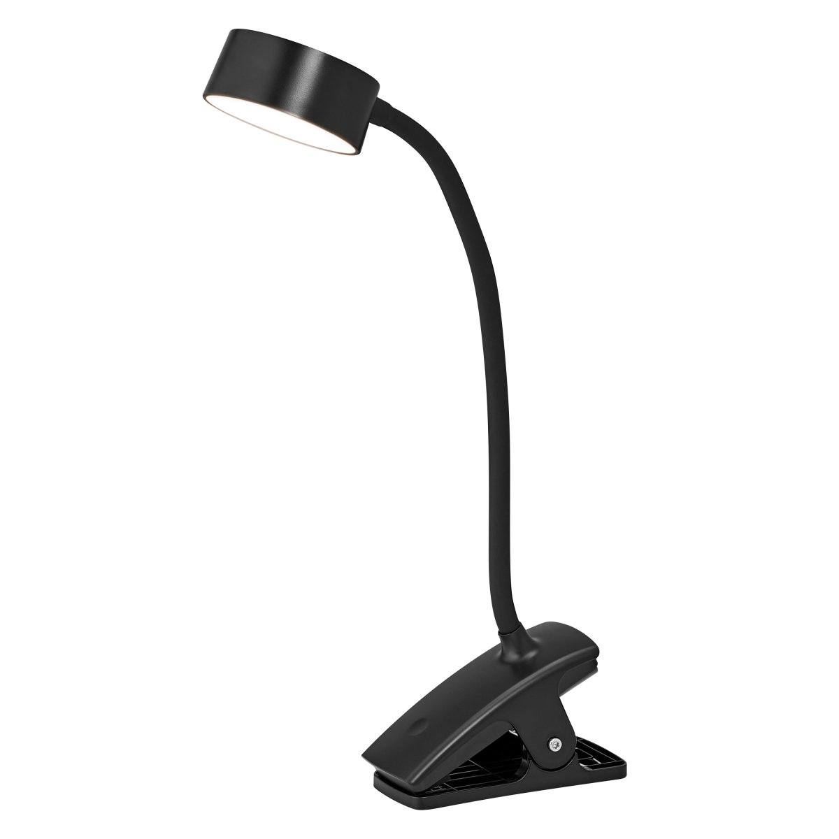 Office Cylinder Clip Sort klemmelampe Fra Ledvance - Levereras med 1m USB sladd som du kan koppla till en transformator, laptop eller dator f&ouml;r att lampan ska f&aring; el.