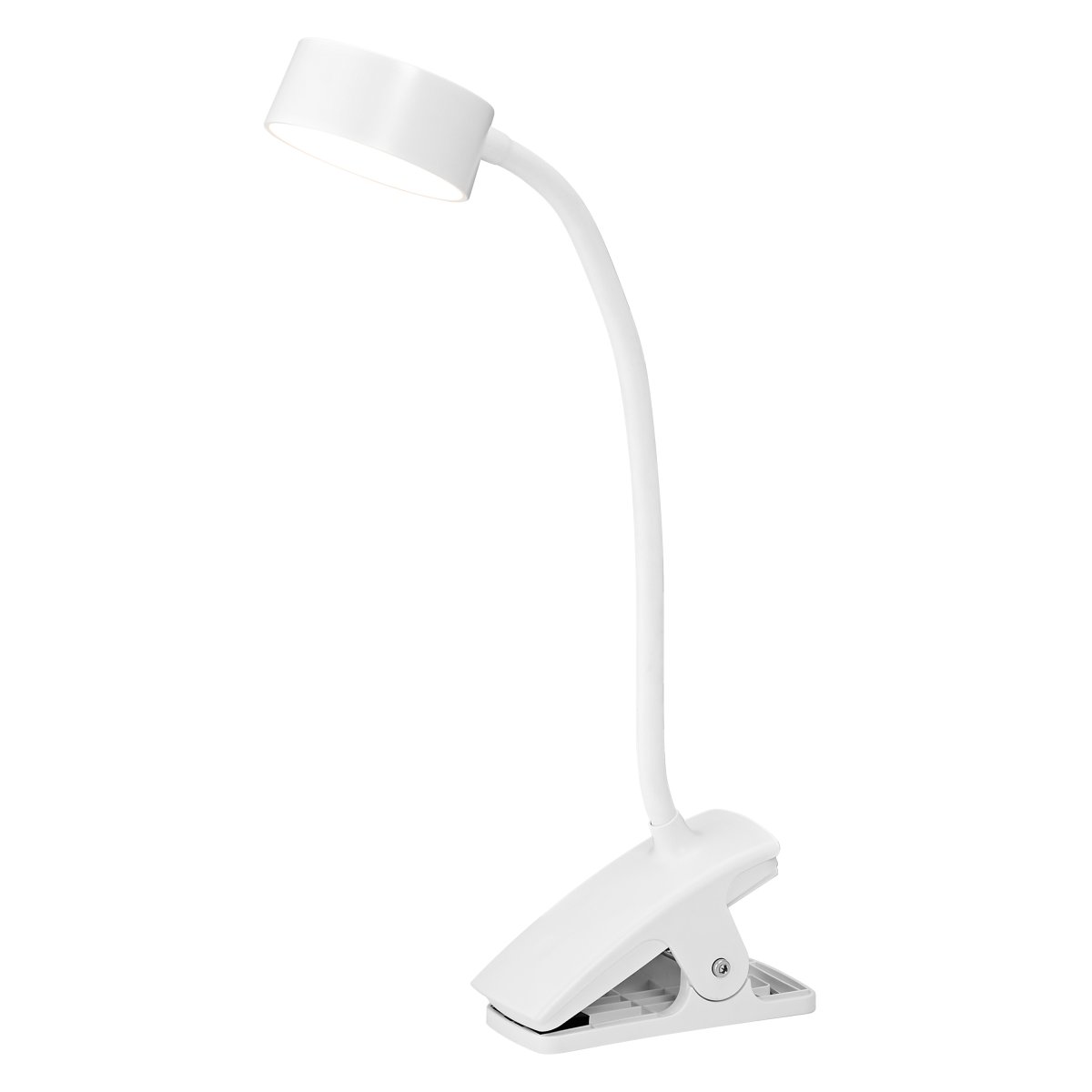 Office Cylinder Clip Hvid klemmelampe Fra Ledvance - Levereras med 1m USB sladd som du kan koppla till en transformator, laptop eller dator f&ouml;r att lampan ska f&aring; el.