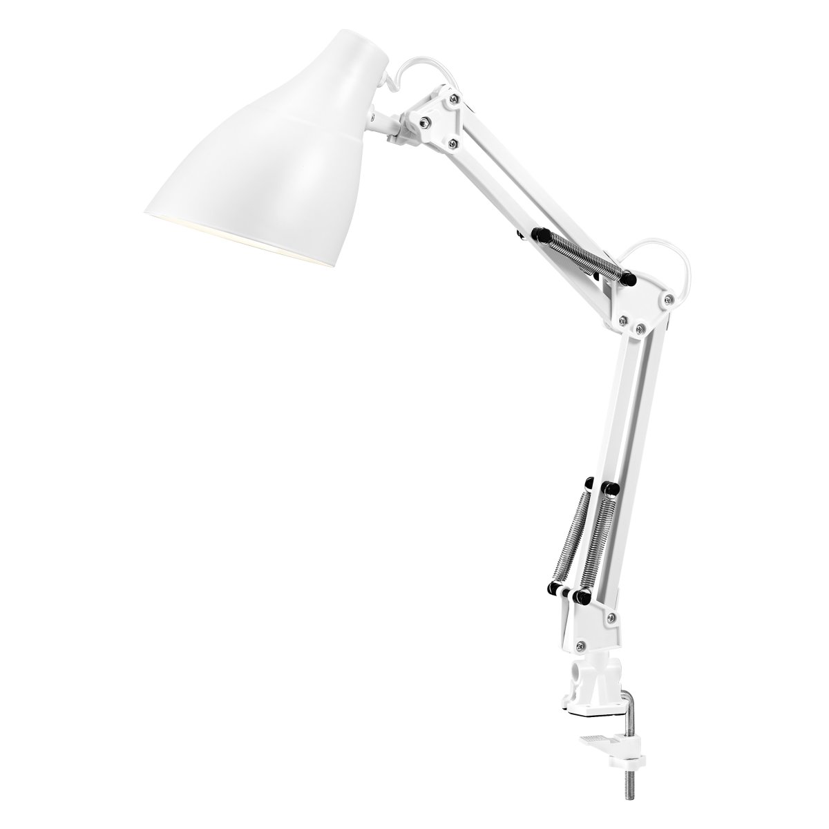 Office Pear Clip Hvid klemmelampe Fra Ledvance - Armen med tv&aring; leder g&aring;r att vinkla och justera i h&ouml;jd och sidled vilket g&ouml;r det till en flexibel lampa, ut&ouml;ver det har den en vridbar sk&auml;rm f&ouml;r individuell inst&auml;llning av ljuset.