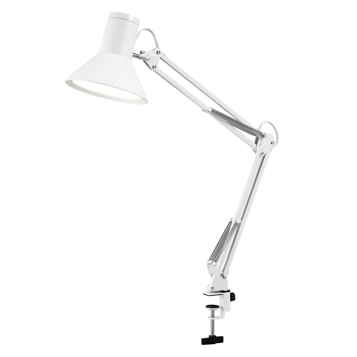 Office Retro Hvid klemmelampe Fra Osram - Lampan ger ett varmvitt och starkt ljus p&aring; 900lm och 3000K, perfekt som arbets- och l&auml;slampa.
