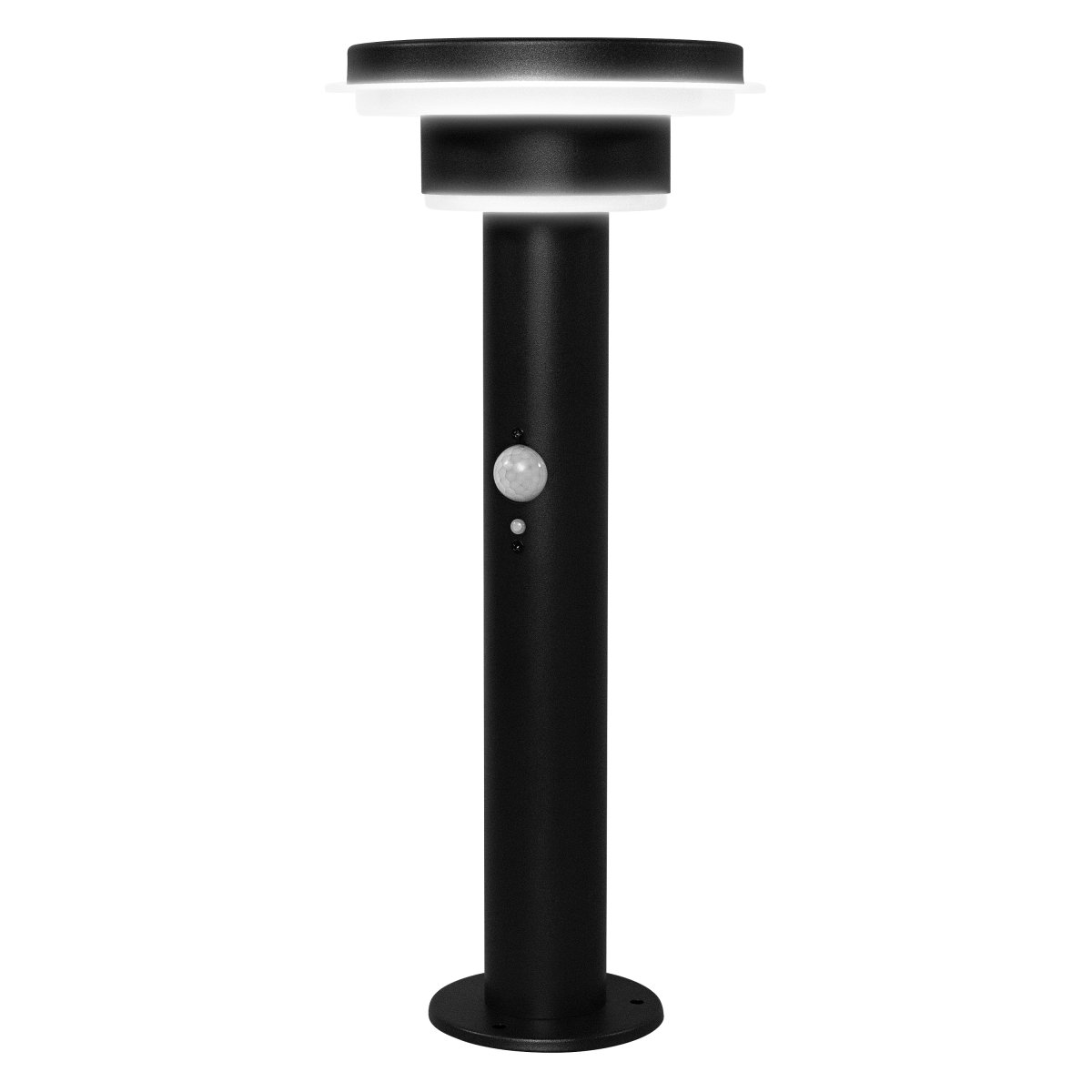 Double Circle Sensor Sort solcellelampe Fra Ledvance - Den indbyggede PIR-bevægelsessensor og dagslyssensor tænder automatisk lampen, når der er bevægelse i mørket, hvilket giver både sikkerhed og energieffektivitet.