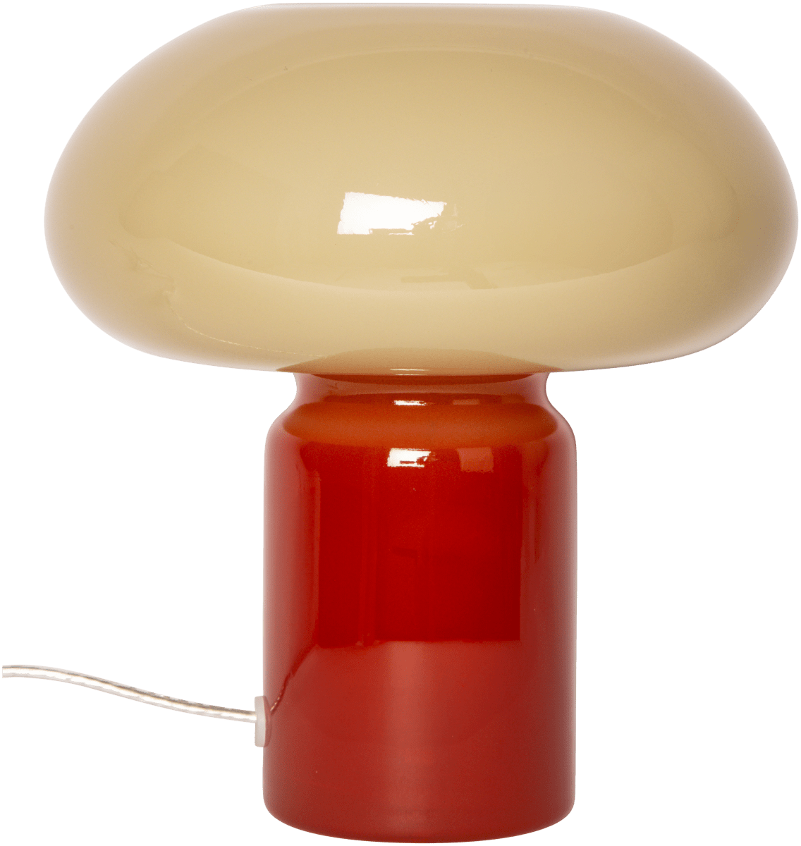 Glas 23cm Rød/beige bordlampe Fra Eja - En dekorativ bordlampe med bløde former og et stilfuldt design, der er fremstillet udelukkende af glas.
