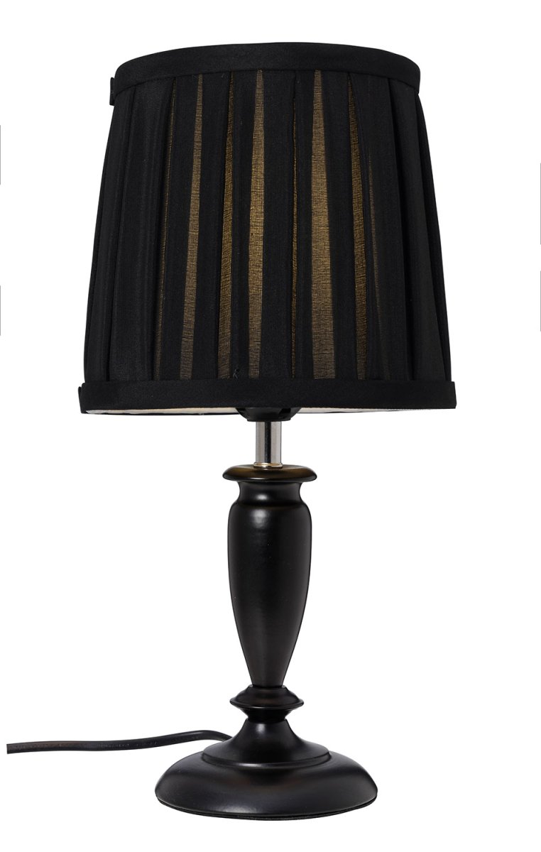 Ines 34cm Sort bordlampe Fra Cottex - Ines bordlampe i metal og tekstil er en elegant klassiker, der giver en tidløs charme til ethvert rum.