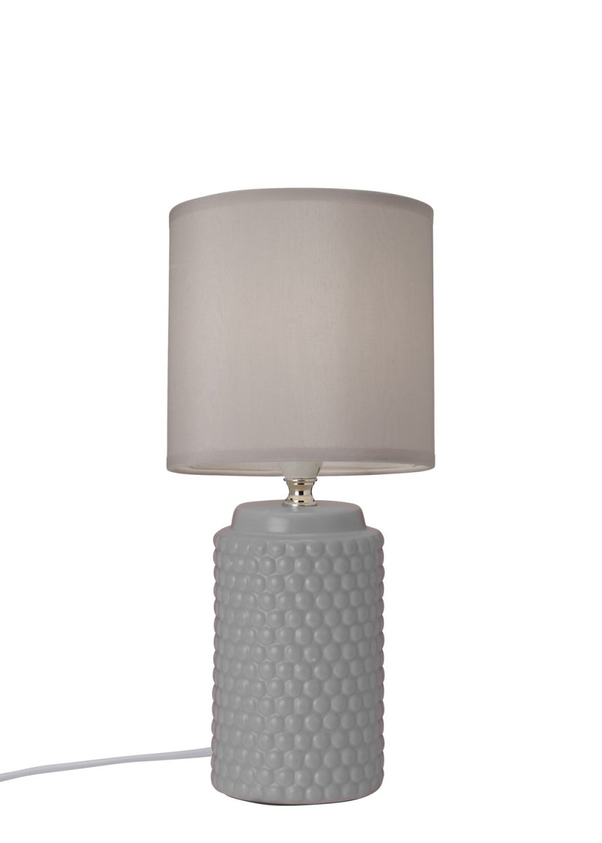 Bubble 33cm Lysegrå bordlampe Fra Cottex - Bubble bordlampe i keramik og tekstil er en unik og trendy indretningsdetalje, der tilføjer karakter til dit hjem.