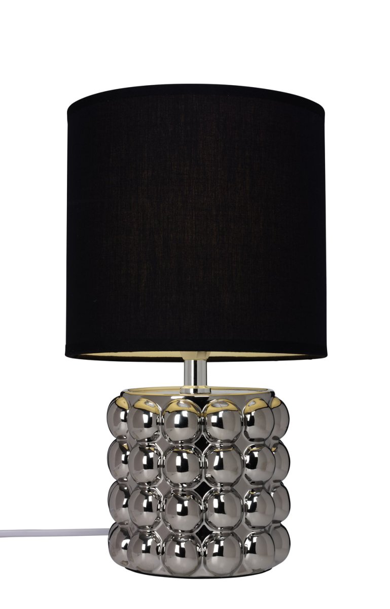 Zoom billede af Kupol 34cm Chrom bordlampe Fra Cottex - Kupol bordlampe i keramik og tekstil er en stilren og unik indretningsdetalje, der giver et moderne udtryk.