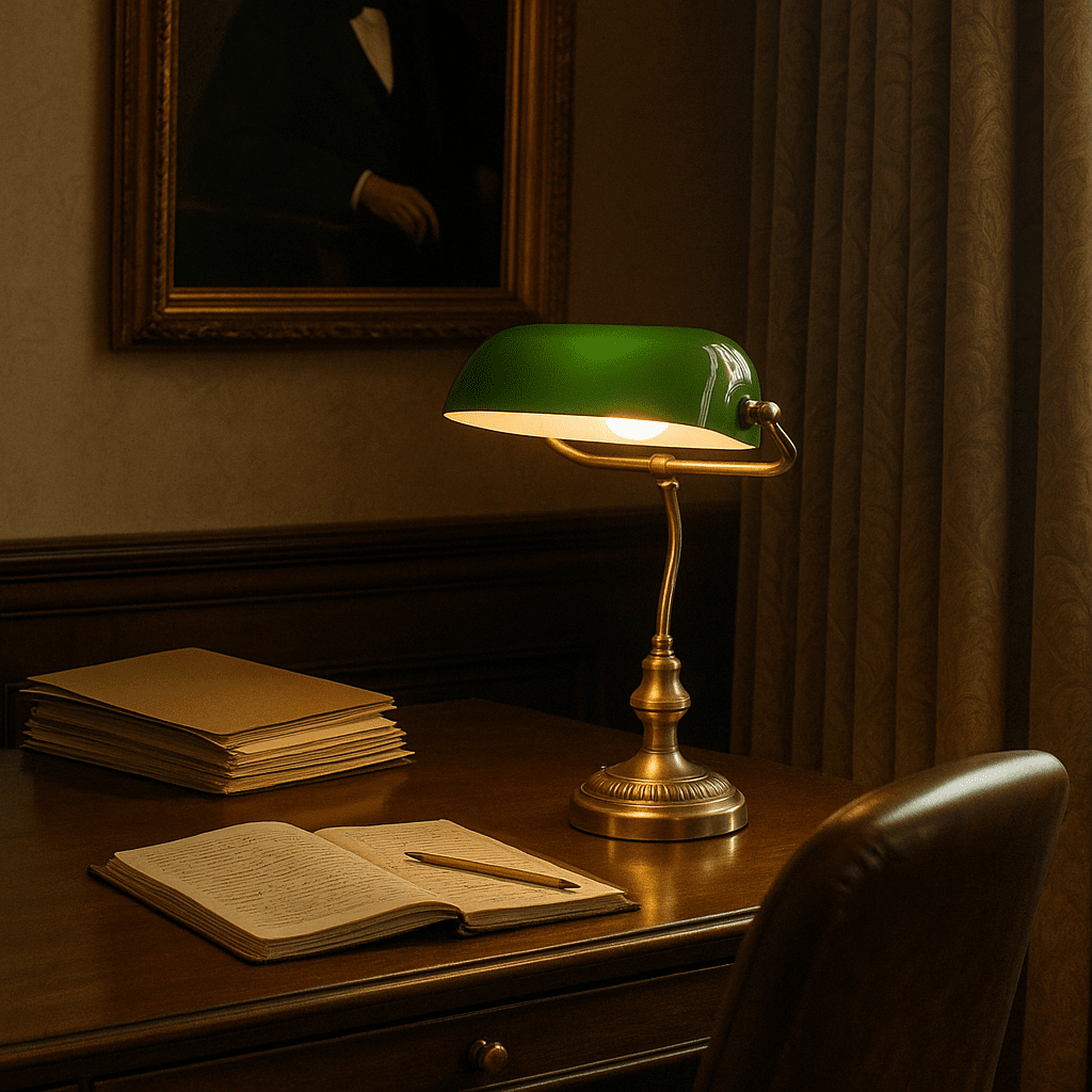 Boa 40cm Antik messing skrivebordslampe Fra Lampan - Boa bordlampe er en tidl&oslash;s klassiker i vintage design, lavet af metal og glas.