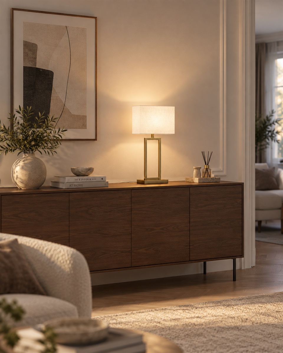 Gemma 52cm Messing bordlampe Fra Nordic Lighting - En elegant bordlampe i metal med en stilfuld messingfinish, der giver et varmt og eksklusivt indtryk.