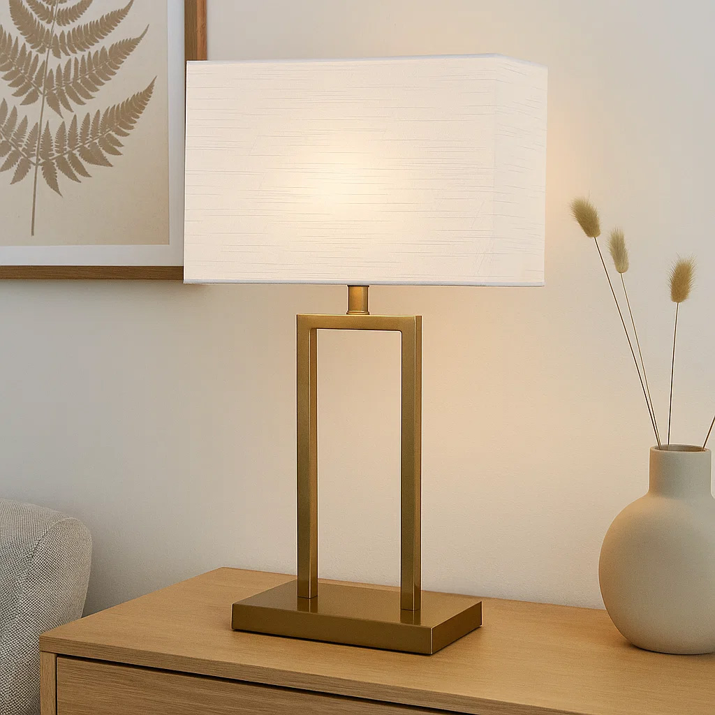 Gemma 52cm Messing bordlampe Fra Nordic Lighting - En elegant bordlampe i metal med en stilfuld messingfinish, der giver et varmt og eksklusivt indtryk.