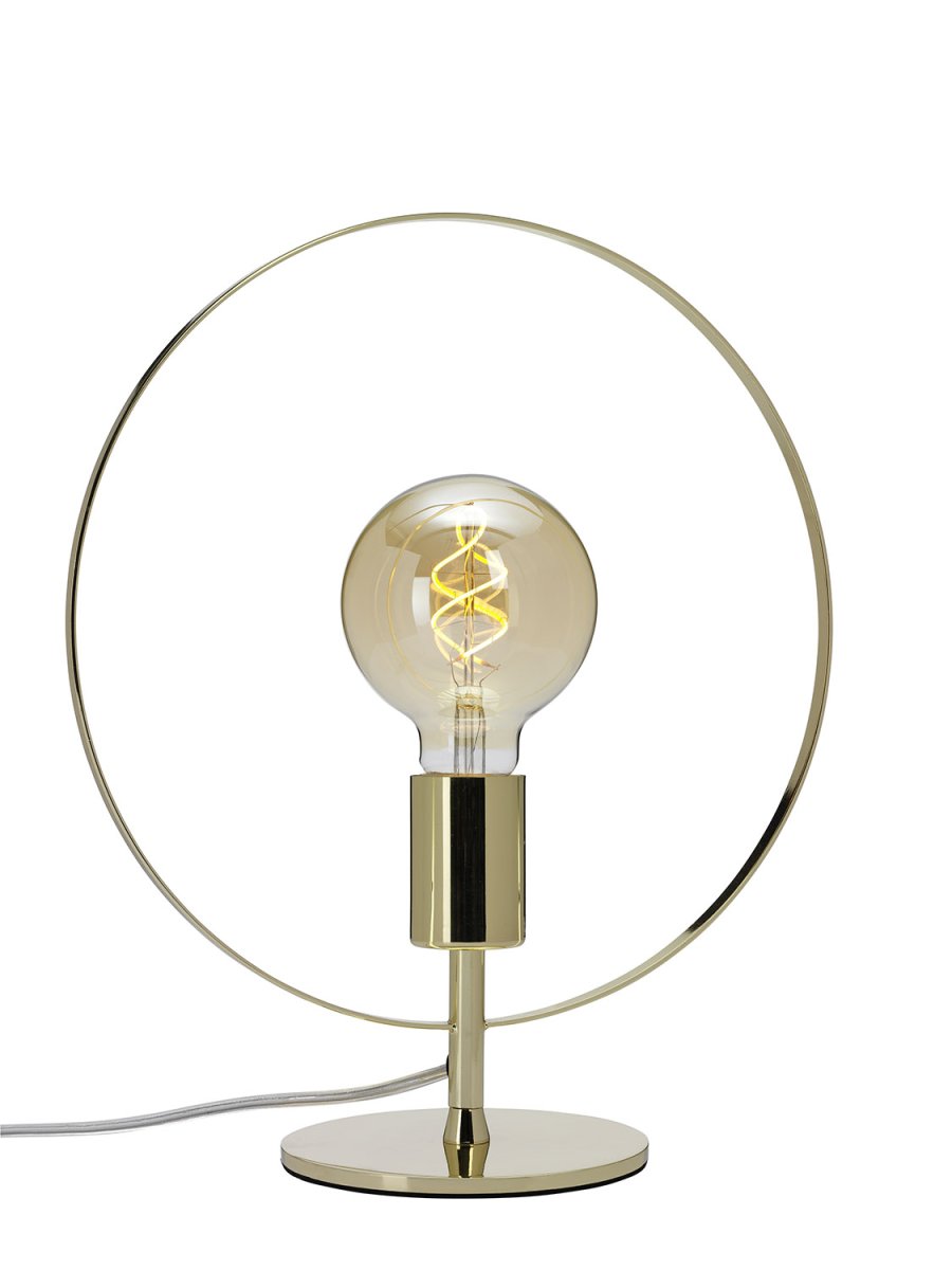 Spartan ringo 35cm Messing bordlampe Fra Cottex - Spartansk Ringo bordlampe i metal er en moderne og minimalistisk lampe, der tr&aelig;kker &oslash;jet med sit elegante cirkul&aelig;re design.