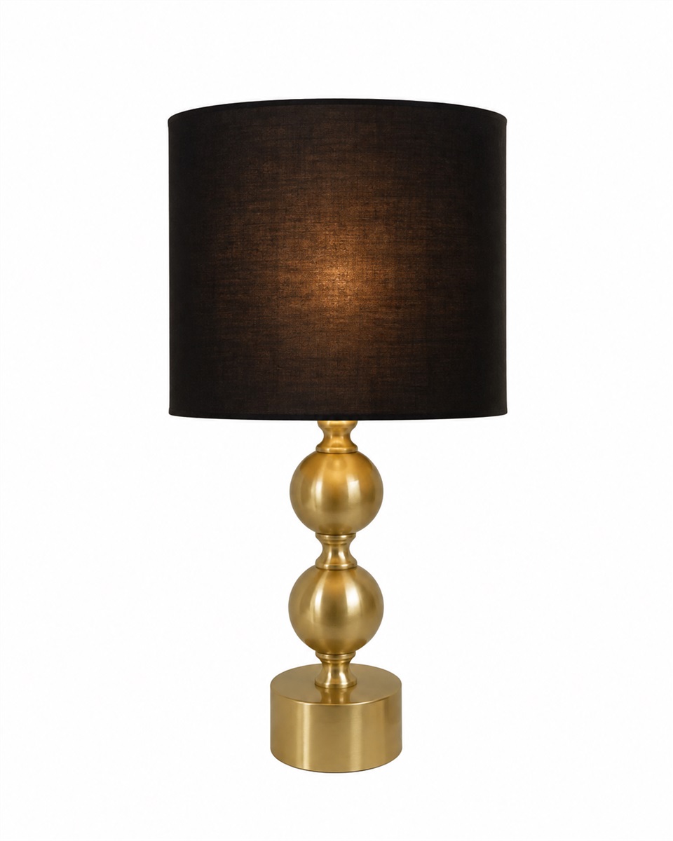 Circolo 48cm Messing/sort bordlampe Fra Nordic Lighting - Circolo bordlampen kombinerer en dekorativ metalbase med en elegant messingfinish og en klassisk sort linnedsk&aelig;rm.
