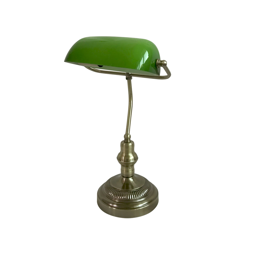 Boa 40cm Antik messing skrivebordslampe Fra Lampan - Boa bordlampe er en tidl&oslash;s klassiker i vintage design, lavet af metal og glas.
