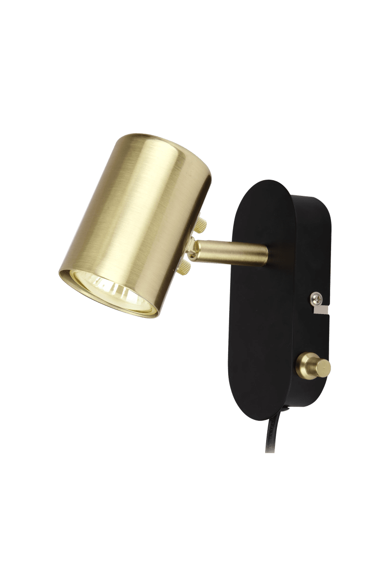 Balder mat messing læselampe Fra Aneta Lighting - Balder væglampe i mat messing og sort giver dit hjem et moderne og luksuriøst præg.