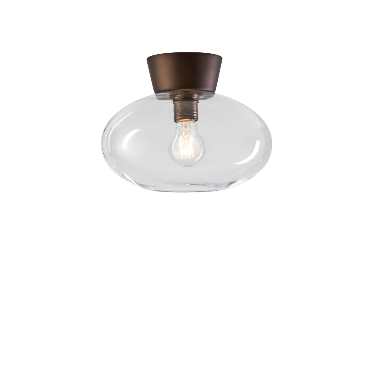 Bullo Ø27 Oxid/transparent plafond Fra Belid - Lavet af lakeret metal og klart eller opalglas, tilf&oslash;jer den et strejf af elegance til ethvert rum.