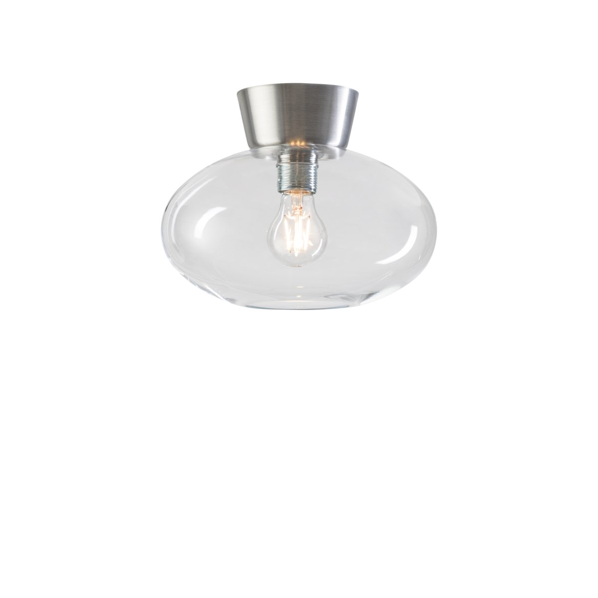 Bullo Ø27 Aluminium/transparent plafond Fra Belid - Lavet af lakeret metal og klart eller opalglas, tilf&oslash;jer den et strejf af elegance til ethvert rum.