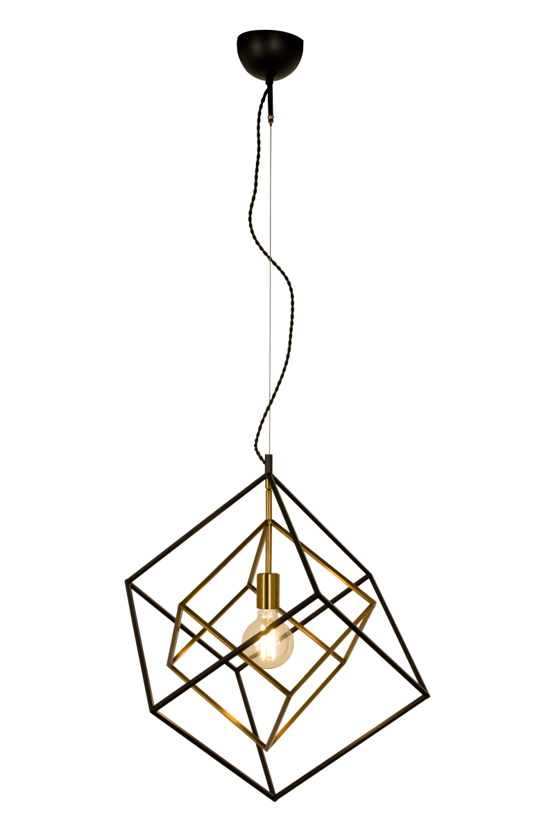 Cubes Ø54 Sort loftslampe Fra Aneta Lighting - Cubes loftslampe i sortlakeret og mat messingfarvet metal.