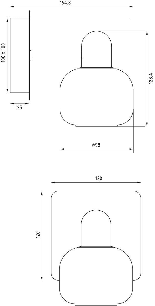 Messina Ø10 Chrom badeværelseslampe Fra Aneta Lighting - Messina væglampe i krom med opalhvid riflet glasskærm.