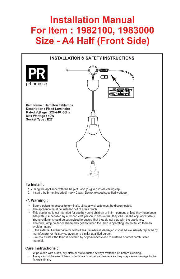 Hamilton Ø30 Gennemsigtig loftslampe Fra PR Home - Hamilton loftslampe i klart h&aring;ndlavet glas og sort mat metal f&aring;s i 2 st&oslash;rrelser.