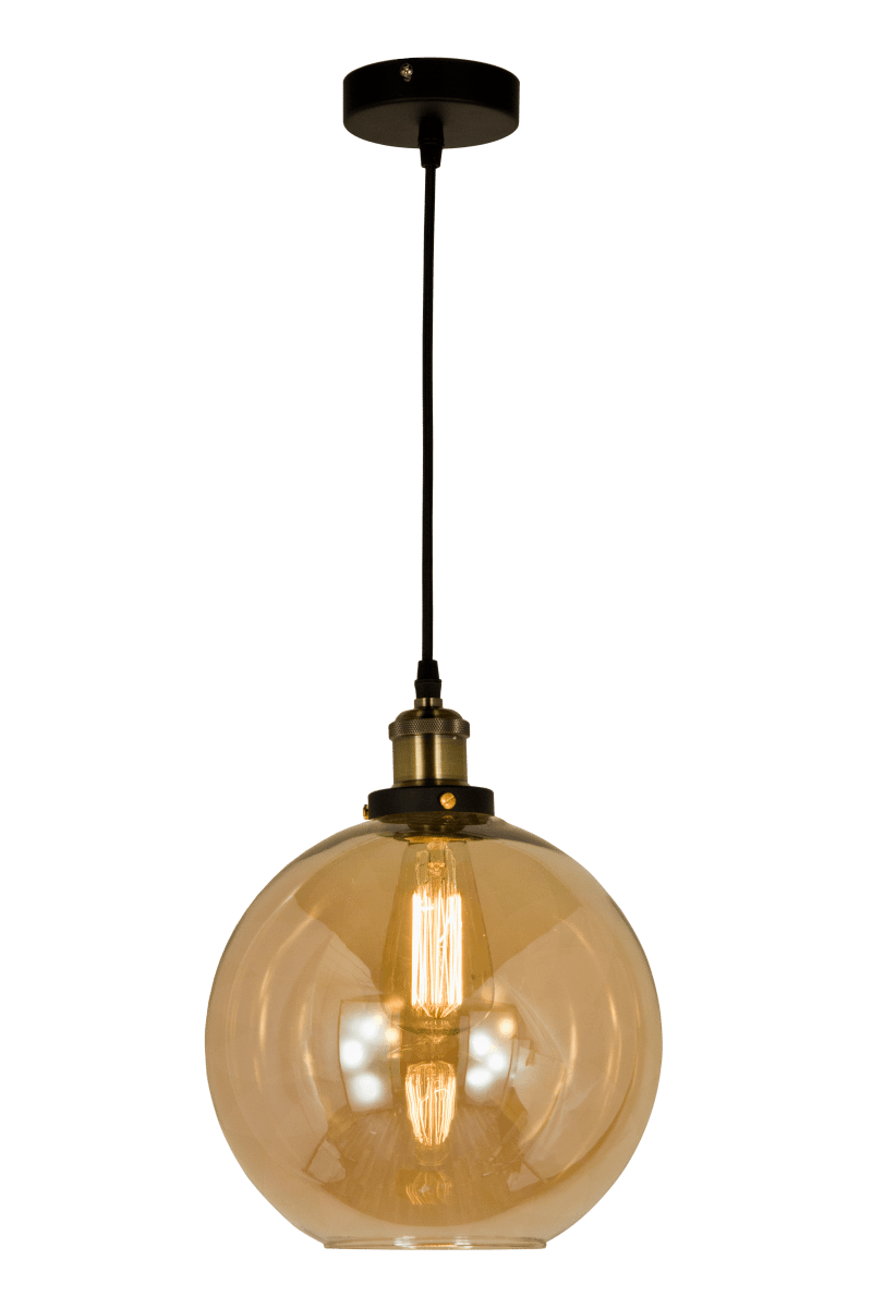 Beatrice Ø25 Rav loftslampe Fra Aneta Lighting - Beatrice loftslampe i antikfarvet metal og ravfarvet glaskuppel, som skaber en flot spredning af lys i rummet.
