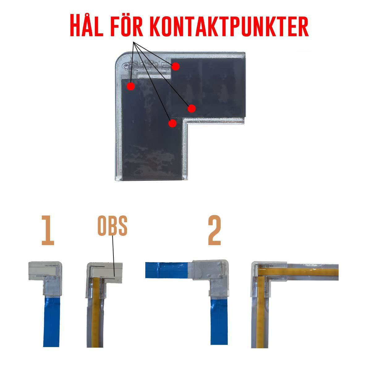 Cobby LED-strip 12V 3000K 5m Fra Designlight - Installation og fleksibilitetCobby 12V LED-strimlen kan klippes for hver 2,5 cm og kan bruges i sin fulde l&aelig;ngde eller opdeles i to separate dele med de medf&oslash;lgende jumperkabler.