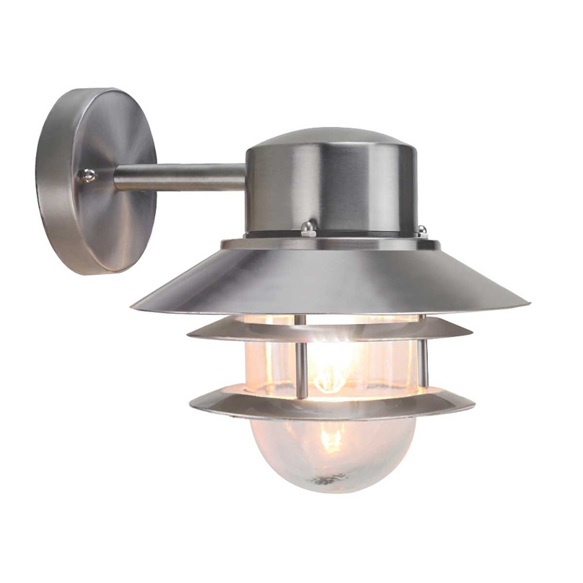 Copenhagen Ø22 Børstet stål udendørslampe Fra Elstead Lighting - Tillverkad av rostfritt st&aring;l i borstad finish och glas, erbjuder den en h&aring;llbar och v&auml;dert&aring;lig konstruktion som passar perfekt f&ouml;r fasader, entr&eacute;er och uteplatser.