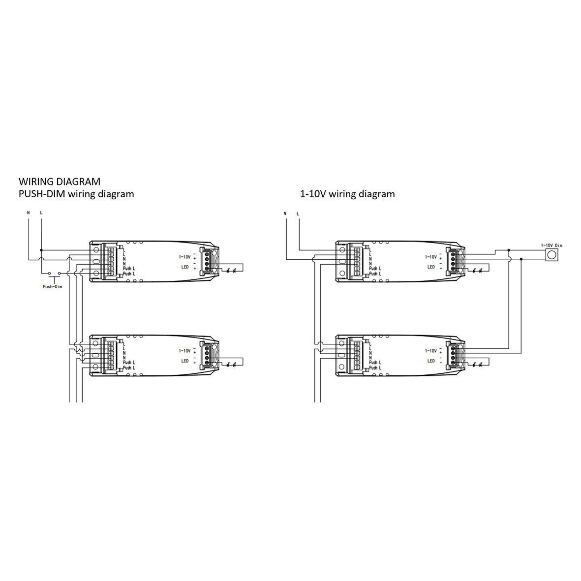 D-MA310DP driver 1-10V & Push Fra Designlight - Lyset styres ved hj&aelig;lp af en eller flere fjederbelastede trykknapper eller 1-10V.