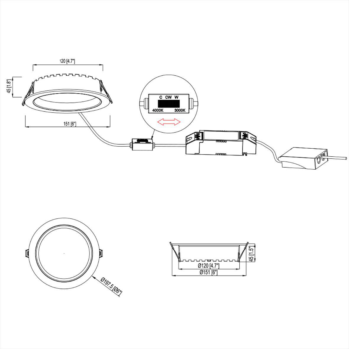 City Downlight 12/14/16W Hvid Fra Designlight - 600 lmInstallationHvert armatur leveres med en h&oslash;jkvalitetsdriver fra Eaglerise, udstyret med en separat klemr&aelig;kke til b&aring;de indg&aring;ende og udg&aring;ende kabler (0,75-2,5 mm&sup2;).