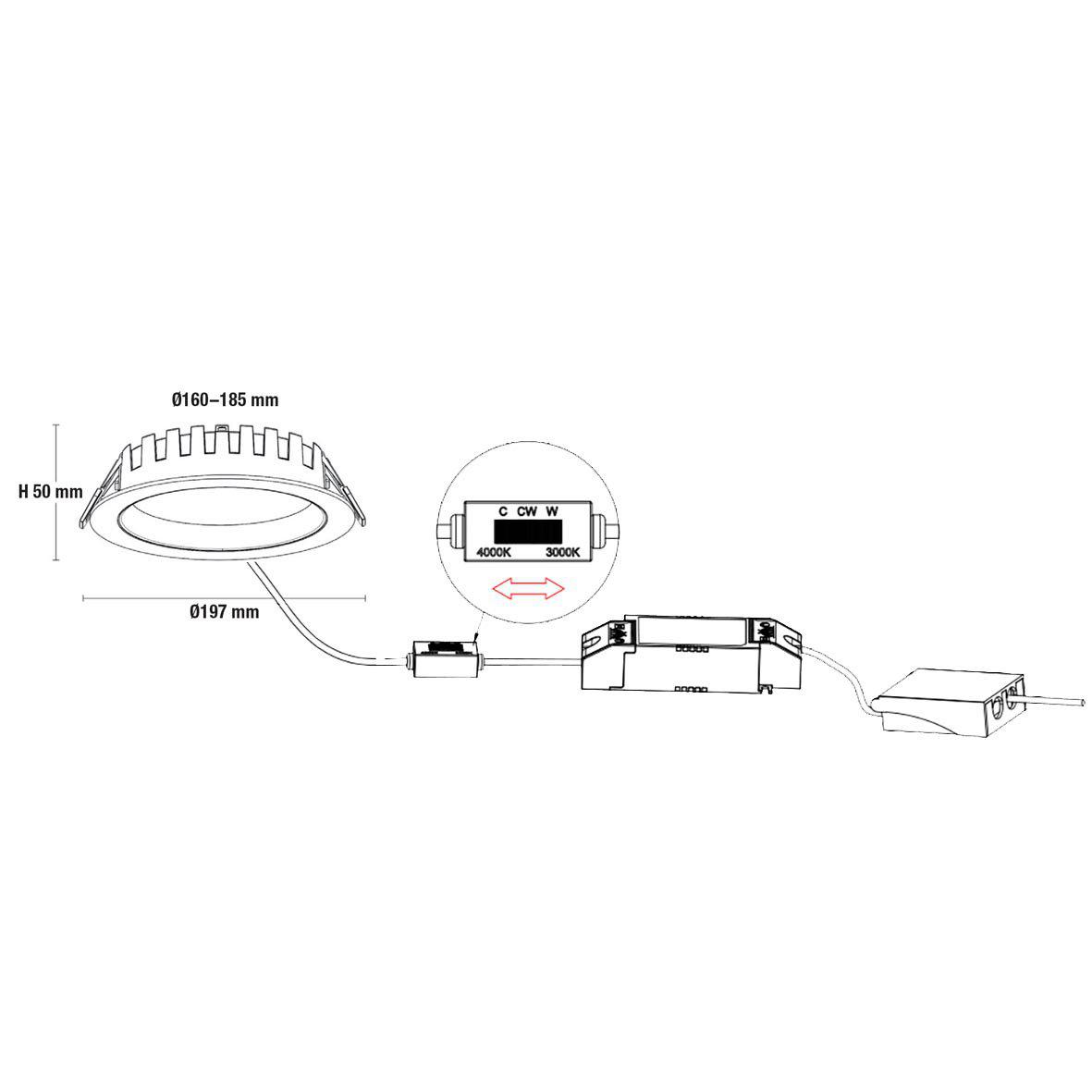City Downlight 16/20/24W Hvid Fra Designlight - Serien kombinerer moderne LED-teknologi med justerbar effekt og valgbar lystemperatur, hvilket g&oslash;r armaturet s&aelig;rligt velegnet til b&aring;de nye installationer og ved udskiftning af &aelig;ldre PLC-armaturer (kompaktlysstofr&oslash;r).