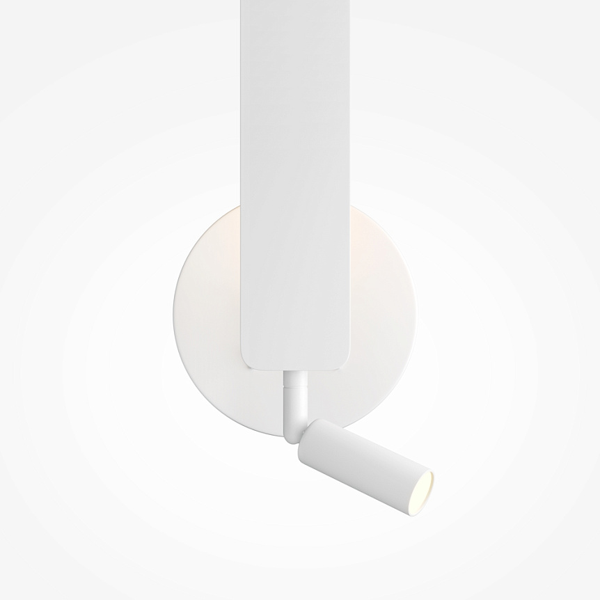 Combo 52cm Hvid læselampe Fra Maytoni - Den spreder et blødt, indirekte lys mod væggen og har også en bevægelig spotlight &ndash; Perfekt som sengelampe i soveværelset.