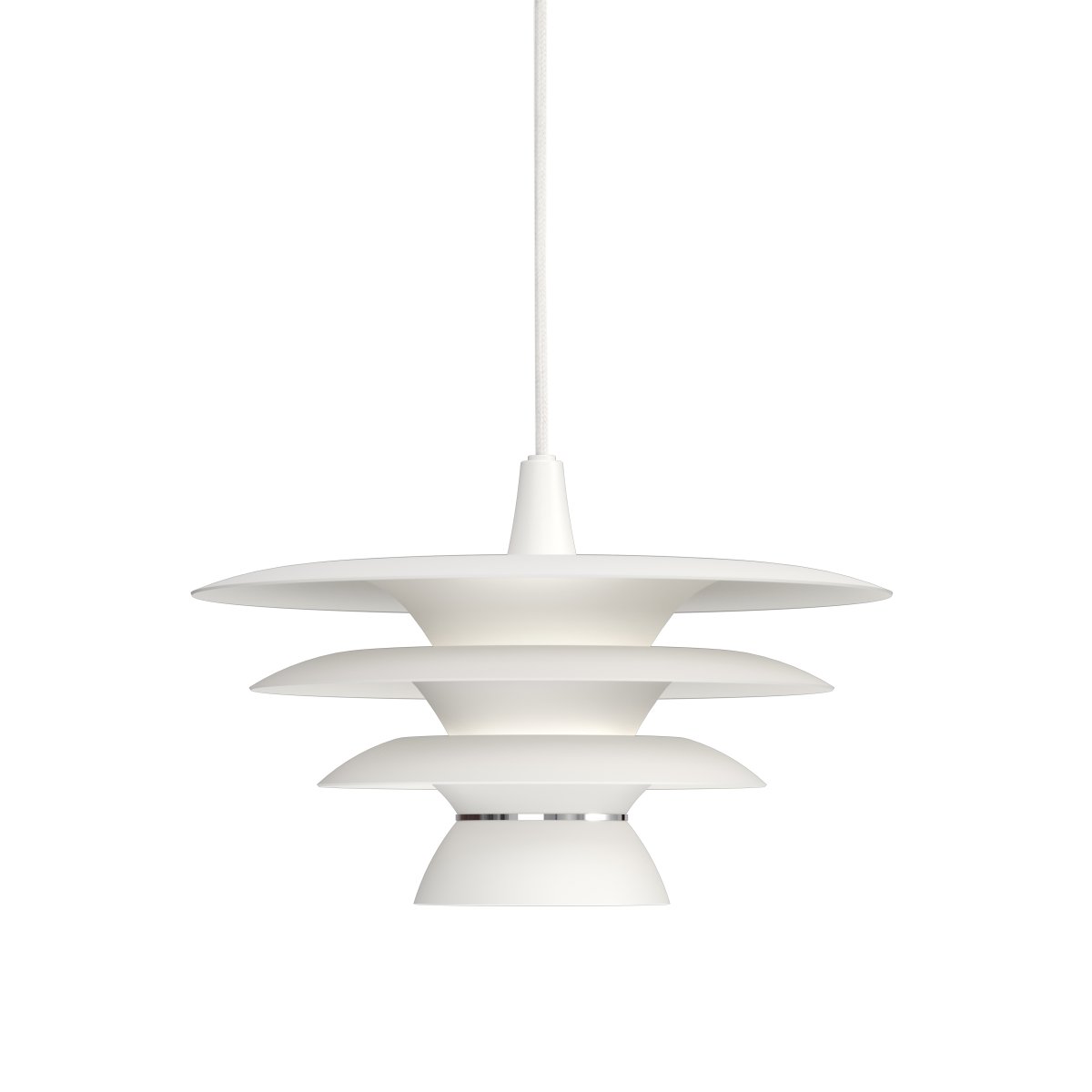DaVinci Ø30 Mat hvid loftslampe Fra Belid - Lampen er lavet af metal og best&aring;r af tre sk&aelig;rme i forskellige st&oslash;rrelser, der tilsammen skaber et stilfuldt og udtryksfuldt design.