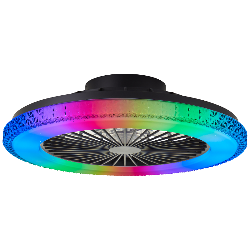 Badria Ø50 Sort Fra Brilliant - Rundt om armaturet l&oslash;ber en dekorativ ramme med transparente prismer, der reflekterer lyset smukt og giver lampen et eksklusivt krystallignende pr&aelig;g.