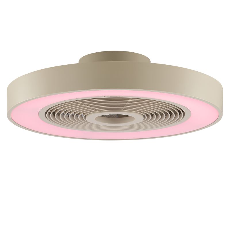 Catania Ø48 Beige Fra Brilliant - Armaturet er ogs&aring; udstyret med IC-RGB-teknologi, der skaber bl&oslash;de farveovergange og levende lyseffekter for en unik og atmosf&aelig;risk atmosf&aelig;re.