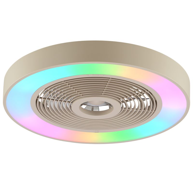 Catania Ø48 Beige Fra Brilliant - Armaturet er ogs&aring; udstyret med IC-RGB-teknologi, der skaber bl&oslash;de farveovergange og levende lyseffekter for en unik og atmosf&aelig;risk atmosf&aelig;re.