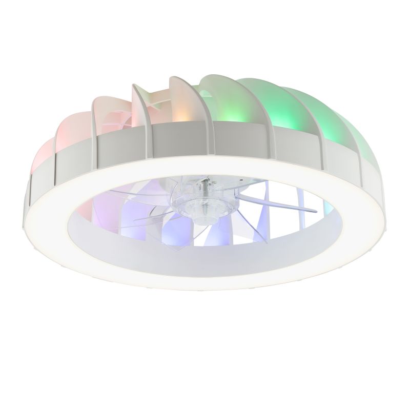 Fanora Ø46 Hvid Fra Brilliant - For ekstra stil er Fanora udstyret med integreret RGB-belysning, der kan skinne i forskellige farver og effekter, hvilket g&oslash;r det nemt at tilpasse rummets fornemmelse til dit hum&oslash;r og din lejlighed.